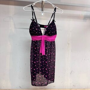 Hot kiss black and pink polka dot camisole size large In good condition